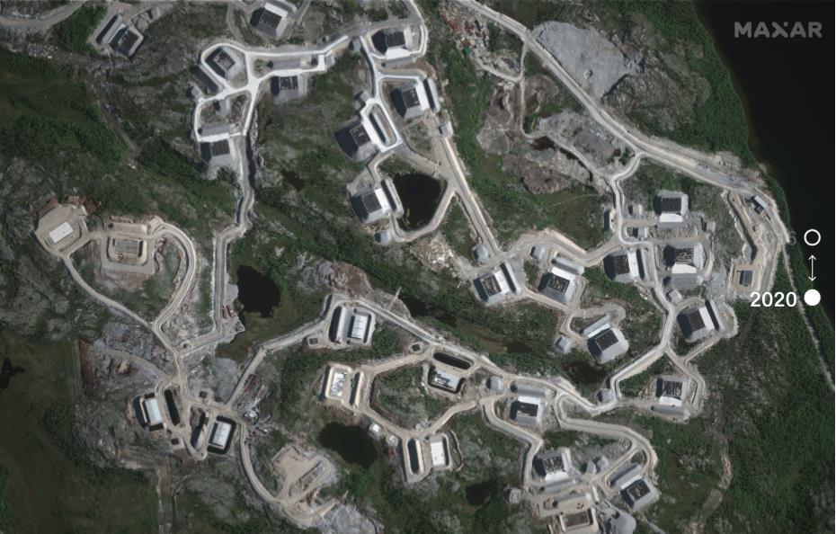 2020年の画像/Source: Satellite image ©2021 Maxar Technologies, Center for Strategic and International Studies (CSIS). Graphic: Henrik Pettersson, CNN