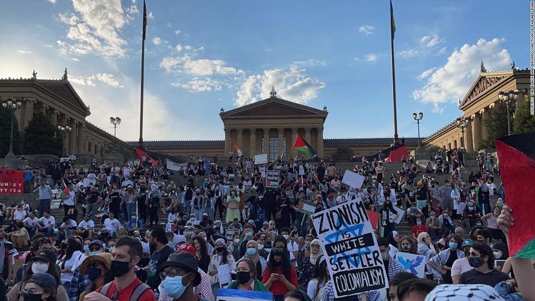 イスラエルとパレスチナの衝突が続くなか、米国各地で親パレスチナのデモが起きている/courtesy the Black and Brown Coalition of Philadelphia