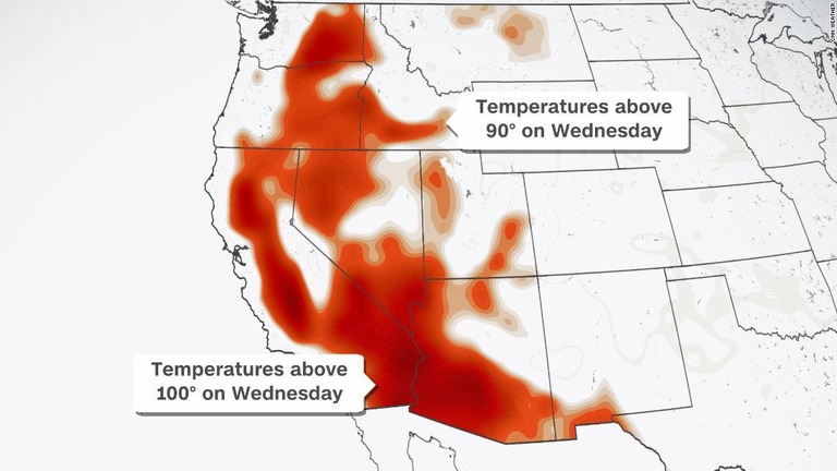 米西部各地に猛暑の予報が出ている/CNN Weather