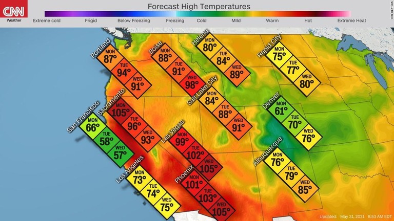 最高気温の記録が１３０件あまり更新される可能性がある/CNN Weather