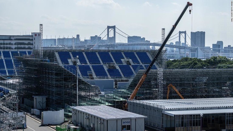 会場のひとつとして建設作業が進む有明アーバンスポーツパーク＝２日/Carl Court/Getty Images