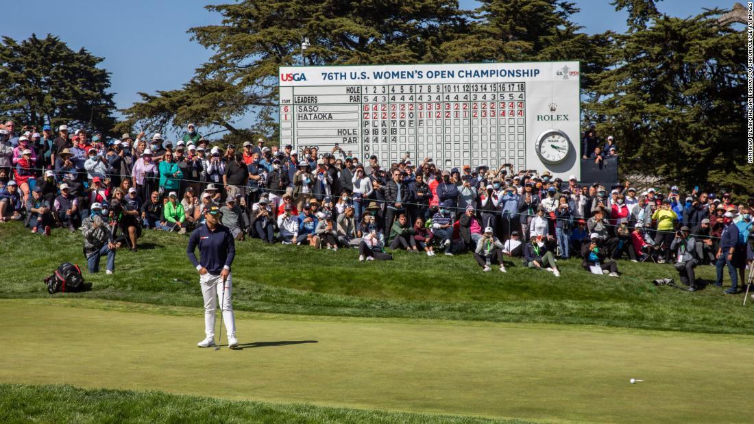 最終ラウンド18番ホールの笹生/Santiago Mejia/The San Francisco Chronicle/Getty Images