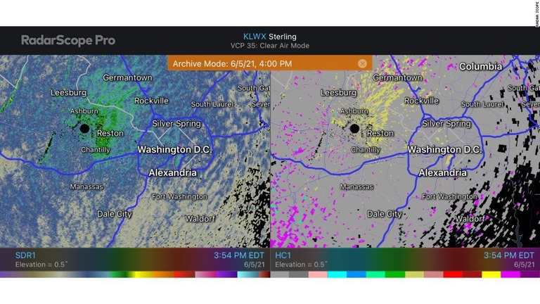 気象レーダーに緑色に示されたものが何であるか議論されている/Radar Scope