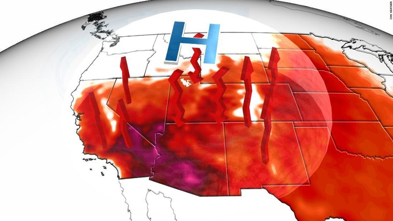 ヒートドームと呼ばれる巨大な高気圧が米西部の上空で発達した/CNN Weather