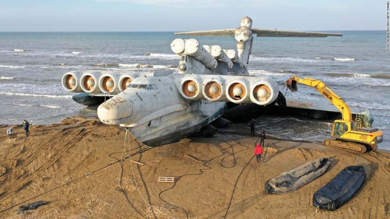 バルティーニは「地面効果」を利用しエクラノプランの開発に取り組み、「カスピ海の怪物」と呼ばれる機体を生み出した/Musa Salgereyev/TASS/Getty Images