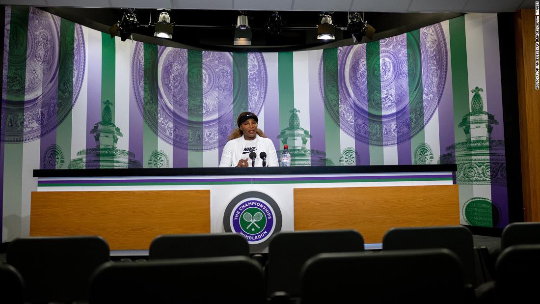 記者会見に出席したセリーナ・ウィリアムズ/AELTC/Florian Eisele/PA Images/Getty Images