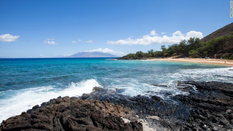 米ハワイ南東岸のリトルビーチ。ウミガメやイルカ、クジラなどが生息する海洋生物保護区を見渡す場所にある/Shutterstock