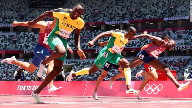 ハンスル・パーチメント選手は決勝でホロウェー選手（米）を０．０５秒上回った/Matthias Hangst/Getty Images