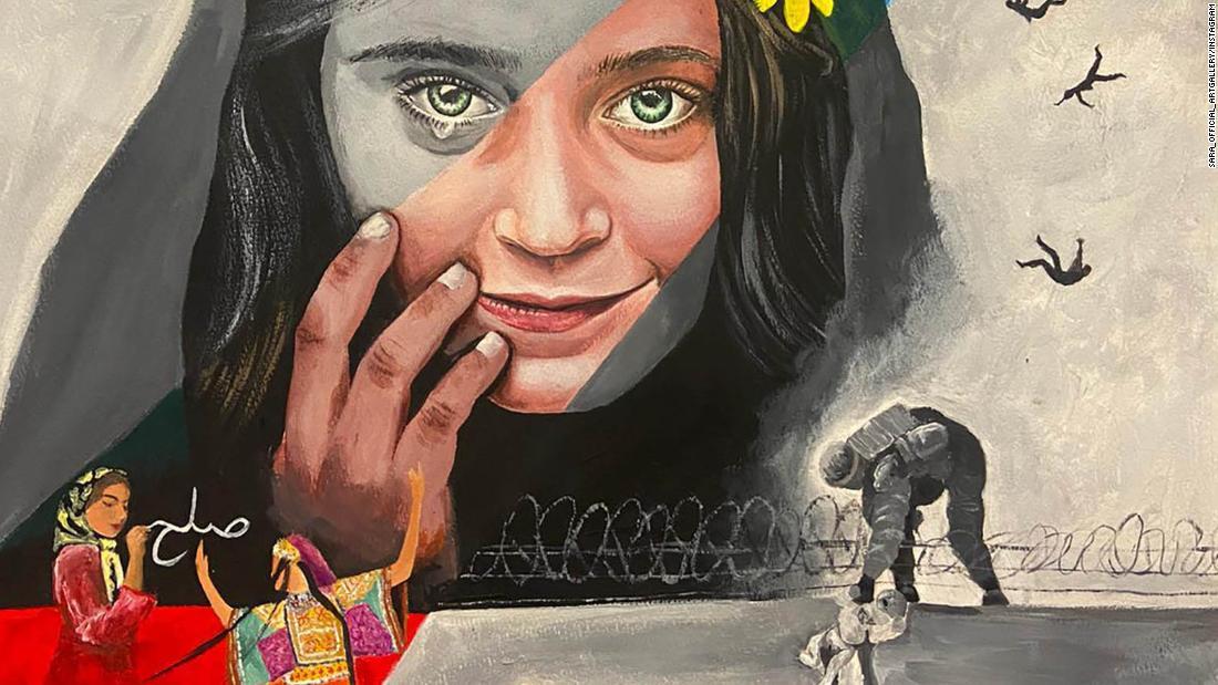 アフガニスタンの美しさとカブール陥落の悲劇をモチーフに描かれたラフマニさんの絵画