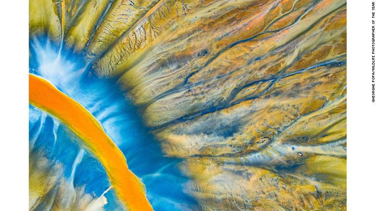 ルーマニアのアプセニ山地を流れる小さな川の写真。変色した水は近くの鉱山からの有毒廃棄物によるもの/Gheorghe Popa/Wildlife Photographer of the Year
