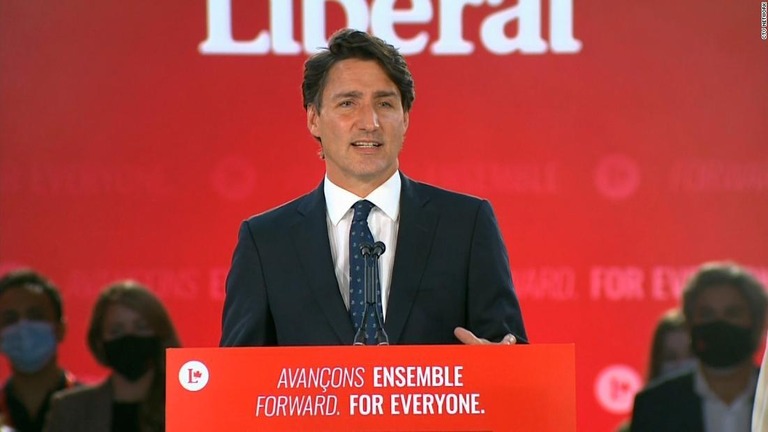 カナダのトルドー首相。過半数は獲得できなかったが、第１党を維持する見通しとなった/CTV Network