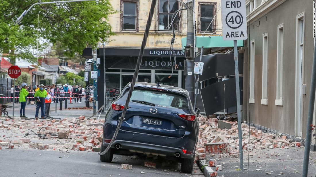 地震で被害が出たメルボルンのチャペル通り/Asanka Ratnayake/Getty Images