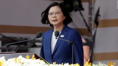台湾は中国の圧力には「屈しない」　蔡英文総統が演説