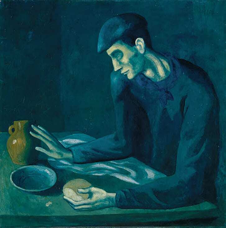 ピカソが「裸婦」の上に塗り重ねて描いた「盲人の食事」(1903年作)/The Metropolitan Museum of Art