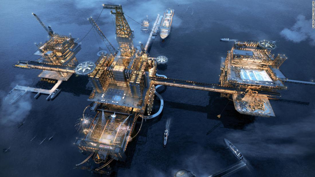 今回のプロジェクトは沖合の石油プラットフォームを題材にしている/Public Investment Fund