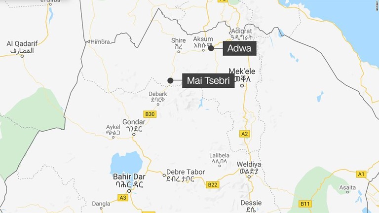 エチオピア政府軍がマイツェブリとアドワで空爆を実施した/Google