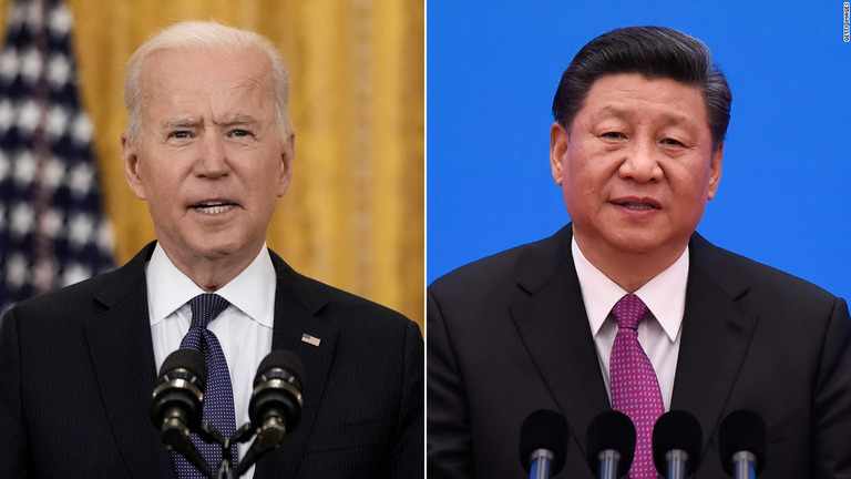 バイデン米大統領と中国の習近平（シーチンピン）国家主席がオンラインで首脳会談を開催した/Getty Images