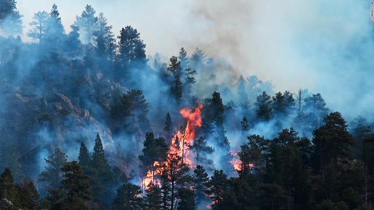 米コロラド州の国立公園付近で発生した山火事が拡大し、一部の住民に避難指示が出た/RJ Sangosti/AP
