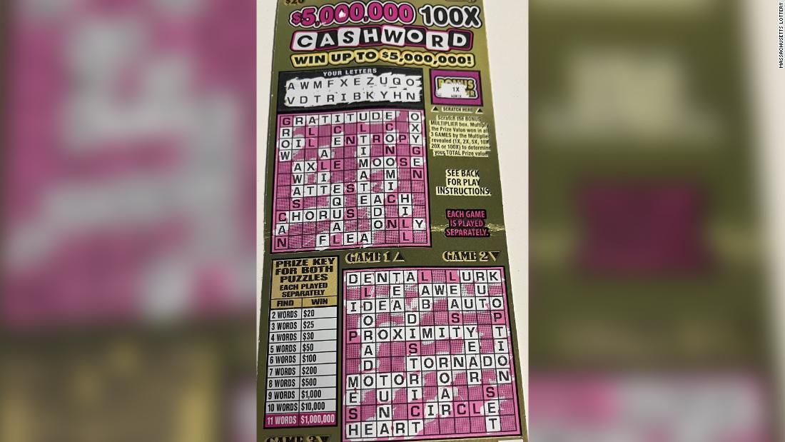 マクリーシュさんの名前のイニシャルが最初の文字として現れたという/Massachusetts Lottery