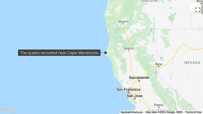 カリフォルニア州の沖合でＭ６．２の地震が発生/INEGI/Google Maps