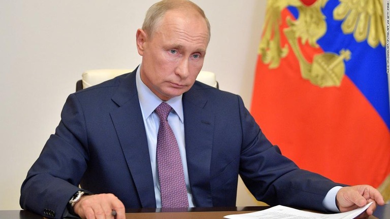 ロシアのプーチン大統領。英外務省はロシアがウクライナに親ロシア指導者の擁立を画策しているとの声明を発表した/ALEXEI DRUZHININ/AFP/Sputnik/AFP via Getty Images