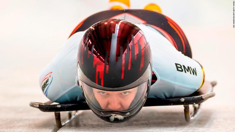 スケルトンの世界選手権に出場したベルギー代表キム・マイレマンス選手＝２０２１年２月１１日、ドイツ・アルテンベルク/Odd Andersen/AFP/Getty Images