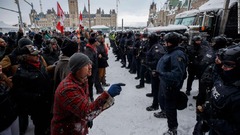 カナダ首都、新型コロナ対策のデモ参加者１９１人を逮捕