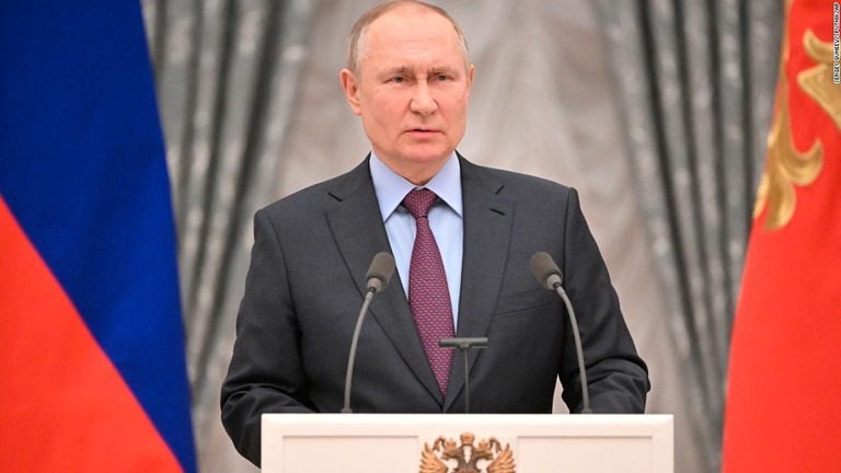 ロシアのプーチン大統領＝２２日、ロシア・モスクワ/Sergey Guneev/Sputnik/AP