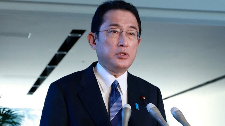 ウクライナ情勢について、岸田首相はＧ７と連携して対応に当たると述べた/Jiji Press/AFP/Getty Images