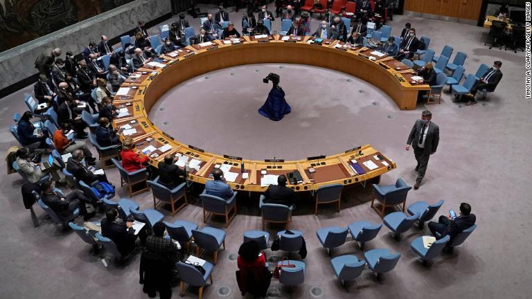 国連安保理の緊急会合が開かれ危機について協議＝２３日、ニューヨーク/Timothy A. Clary/AFP/Getty Images