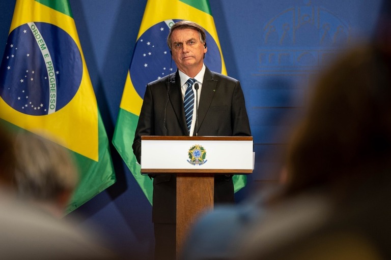 ブラジルのボルソナーロ大統領/Janos Kummer/Getty Images/File