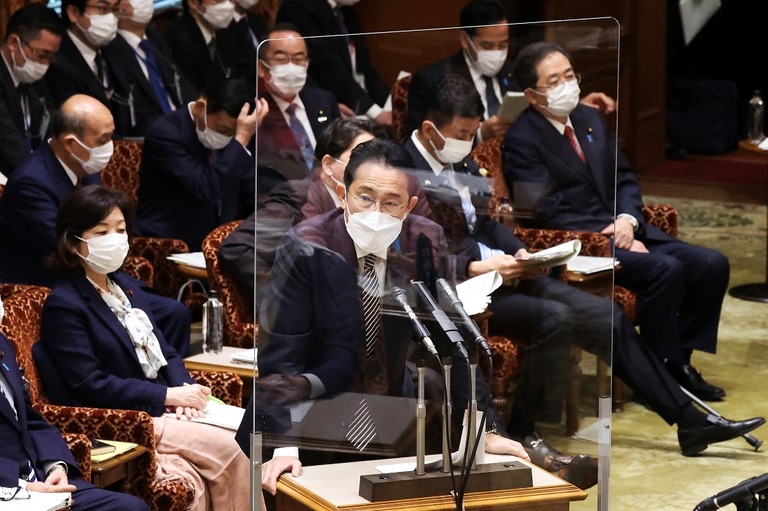 国会で答弁を行う岸田文雄首相＝２２日/he Yomiuri Shimbun/AP