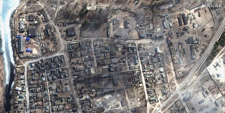 ベラルーシ南部ナロウリアにある軍事施設を捉えた衛星画像＝３月１４日撮影/Maxar Technologies/Reuters