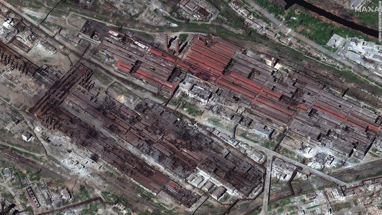 アゾフスターリ製鉄所を捉えた衛星画像＝４月２９日/Maxar Technologies/Reuters