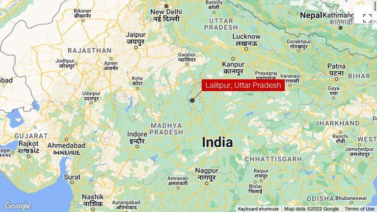 事件のあったインド北部ウッタルプラデシュ州ラリトプル/Google