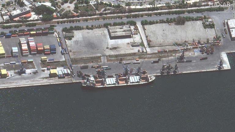 貨物船「マトロス・ポジニッチ」がシリアのラタキア港で停泊していることが確認された/Maxar Technologies
