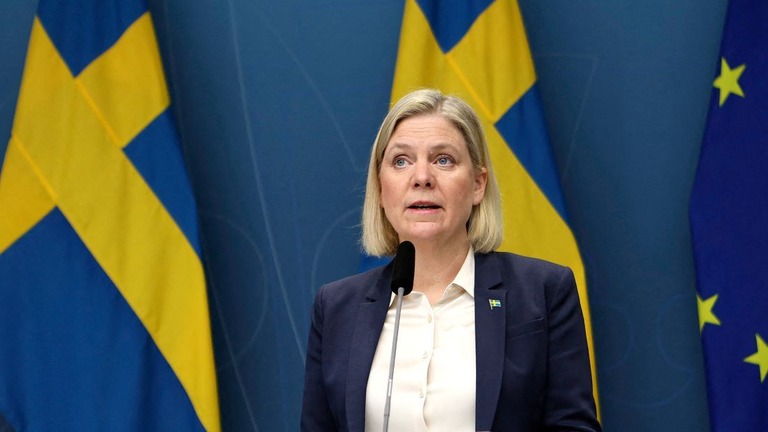 スウェーデンのアンデション首相は、与党がＮＡＴＯへの加盟を支持していると表明した/Patrik Jonsson/Stella Pictures/Abaca/Sipa USA/AP