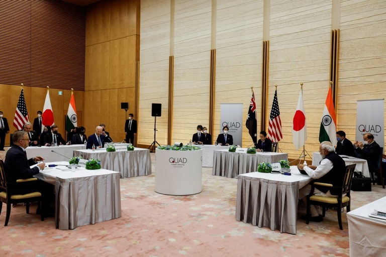 日米豪印４カ国の非公式の枠組み「ＱＵＡＤ」の首脳会合が開かれた/Jonathan Ernst/Reuters