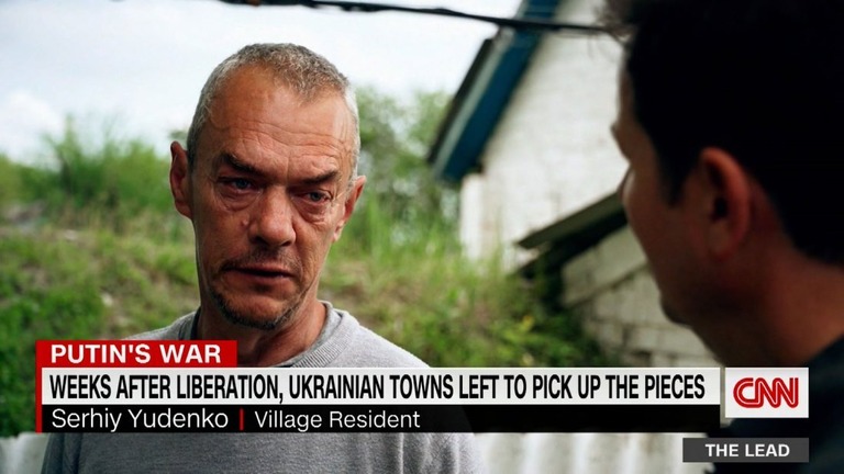 今も遺体が見つかると話す村の住人、セルヒー・ユデンコさん/CNN