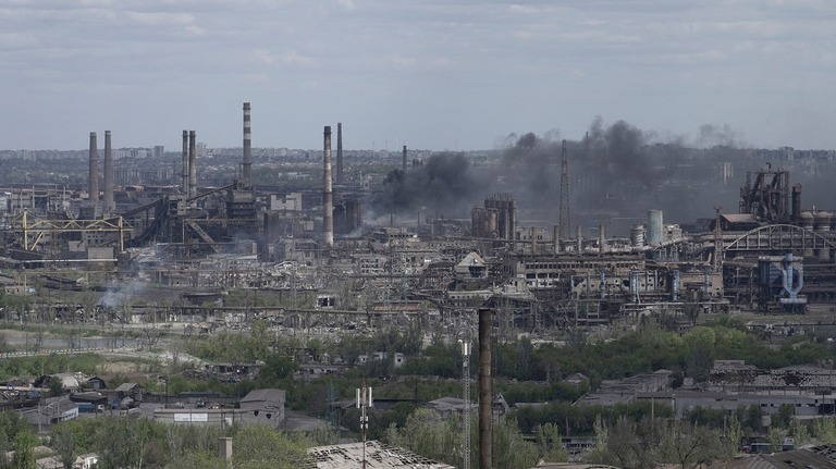 アゾフスターリ製鉄所＝５月１０日、ウクライナ・マリウポリ/Stringer/AFP/Getty Images
