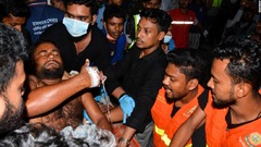 コンテナ基地で火災、４９人死亡　バングラデシュ
