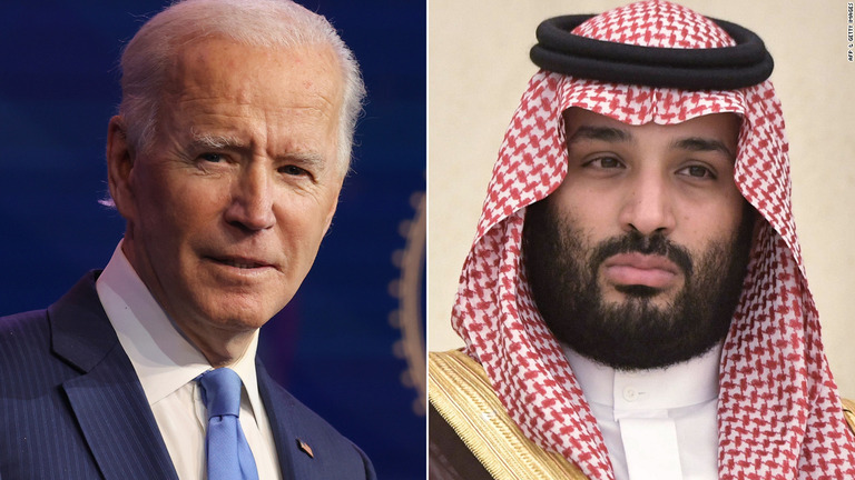 バイデン氏（左）がサウジアラビアを訪問し、ムハンマド皇太子と「会談」するという/AFP/Getty Images