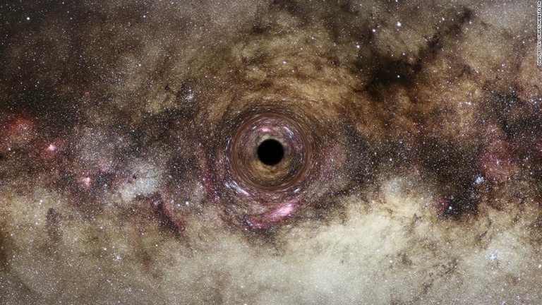 天の川銀河を漂うブラックホールのイメージ図/Digitized Sky Survey/Hubble/ESA