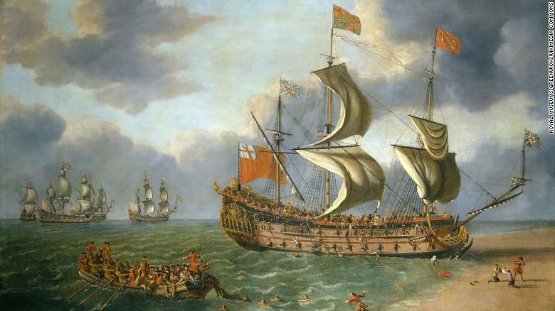 オランダの画家が描いた「ヤーマス沖のグロスターの難破」/Royal Museums Greenwich/Wikimedia Commons