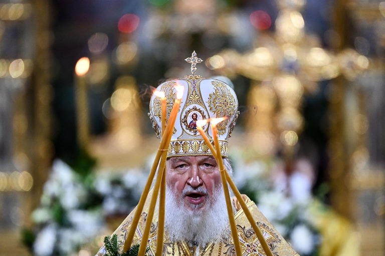 ロシア正教会トップのキリル総主教/Kirill Kudryavtsev/AFP/Getty Images
