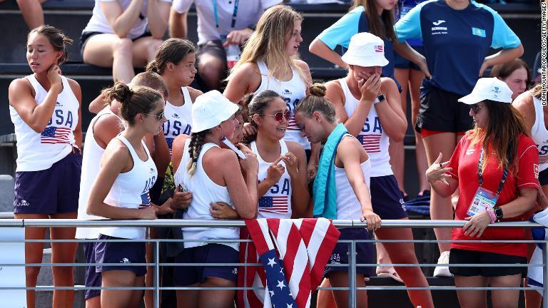 米国代表チームのメンバーの反応/Dean Mouhtaropoulos/Getty Images
