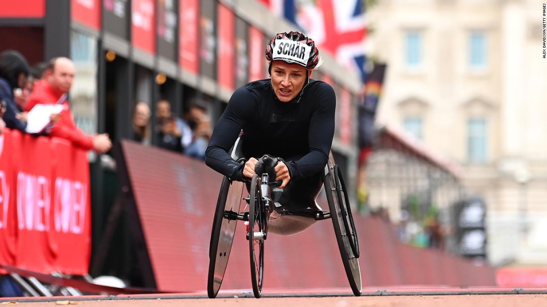 昨年のロンドンマラソンの女子車いすで優勝したマニュエラ・シャー/Alex Davidson/Getty Images 