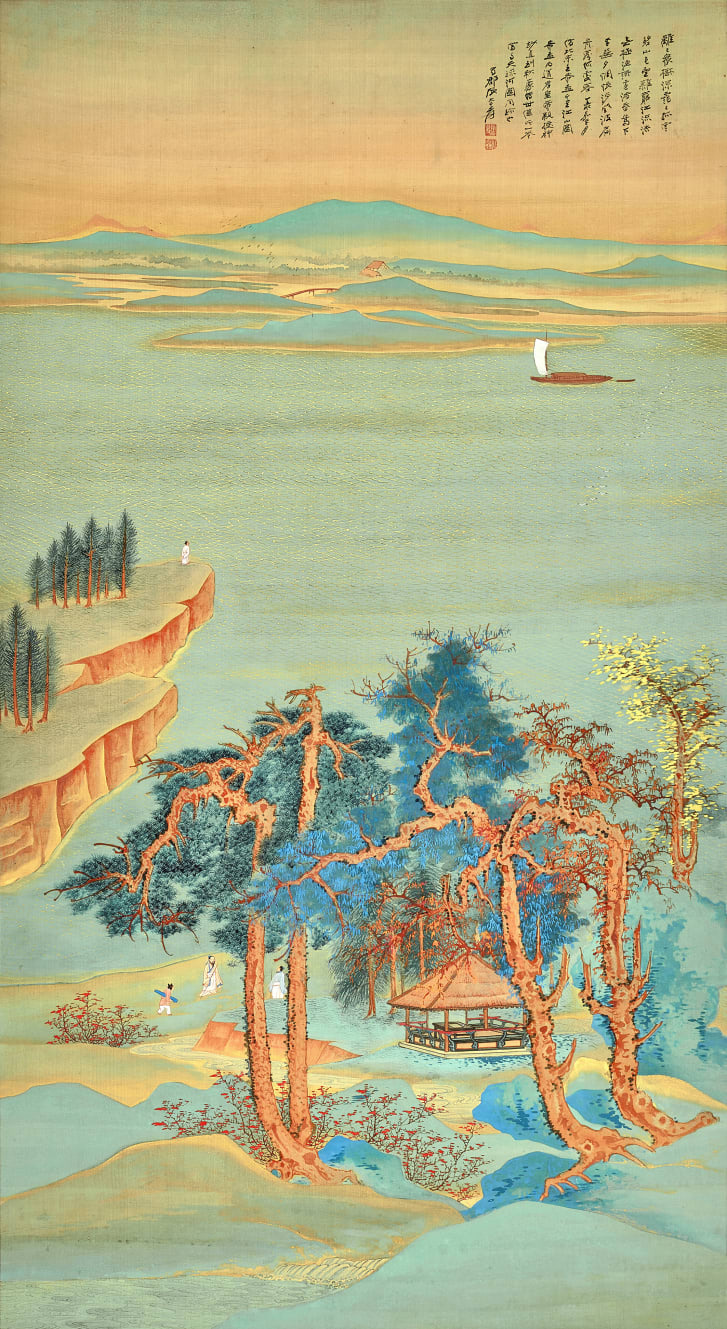 模写】掛軸 中国画家 孟偉『魚楽図』中国画 紙本 肉筆 掛け軸 p020812