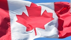 ８位となったカナダの国旗。同じくオーストラリア、チェコ、ギリシャ、マルタも８位となった