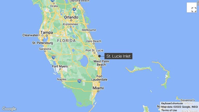 現場はフロリダ州南東部のセントルーシーから約３．２キロ沖合の海上だった/Google